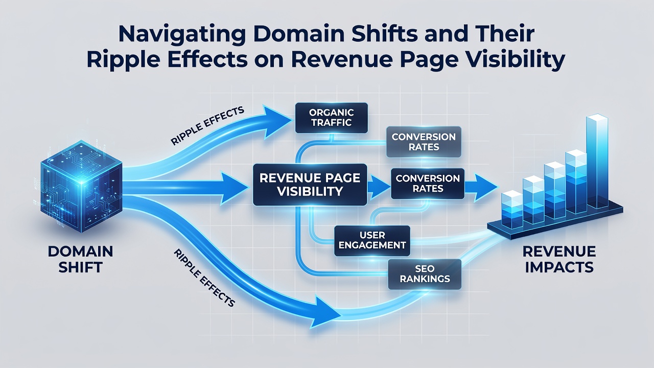 Chart showing revenue page visibility recovery timeline after domain migration